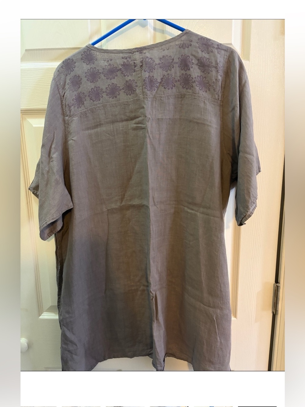 Blue Fish Taupe Hand Painted V-Neck Tunic - Picture 2 of 7